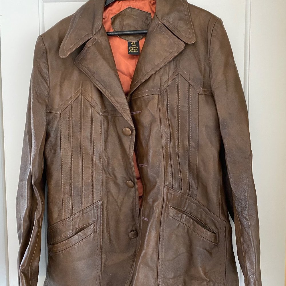 Retro vintage leather coat, '60s-70s, great shape